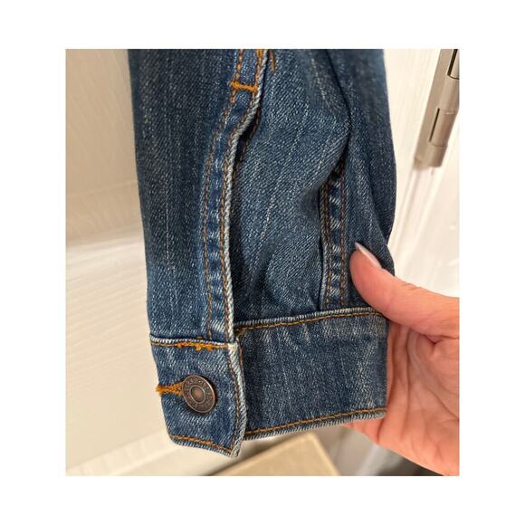 Levi’s 2 Pocket Blue Denim Stretch Blank Red Tab Trucker Jacket, M - Picture 5 of 9